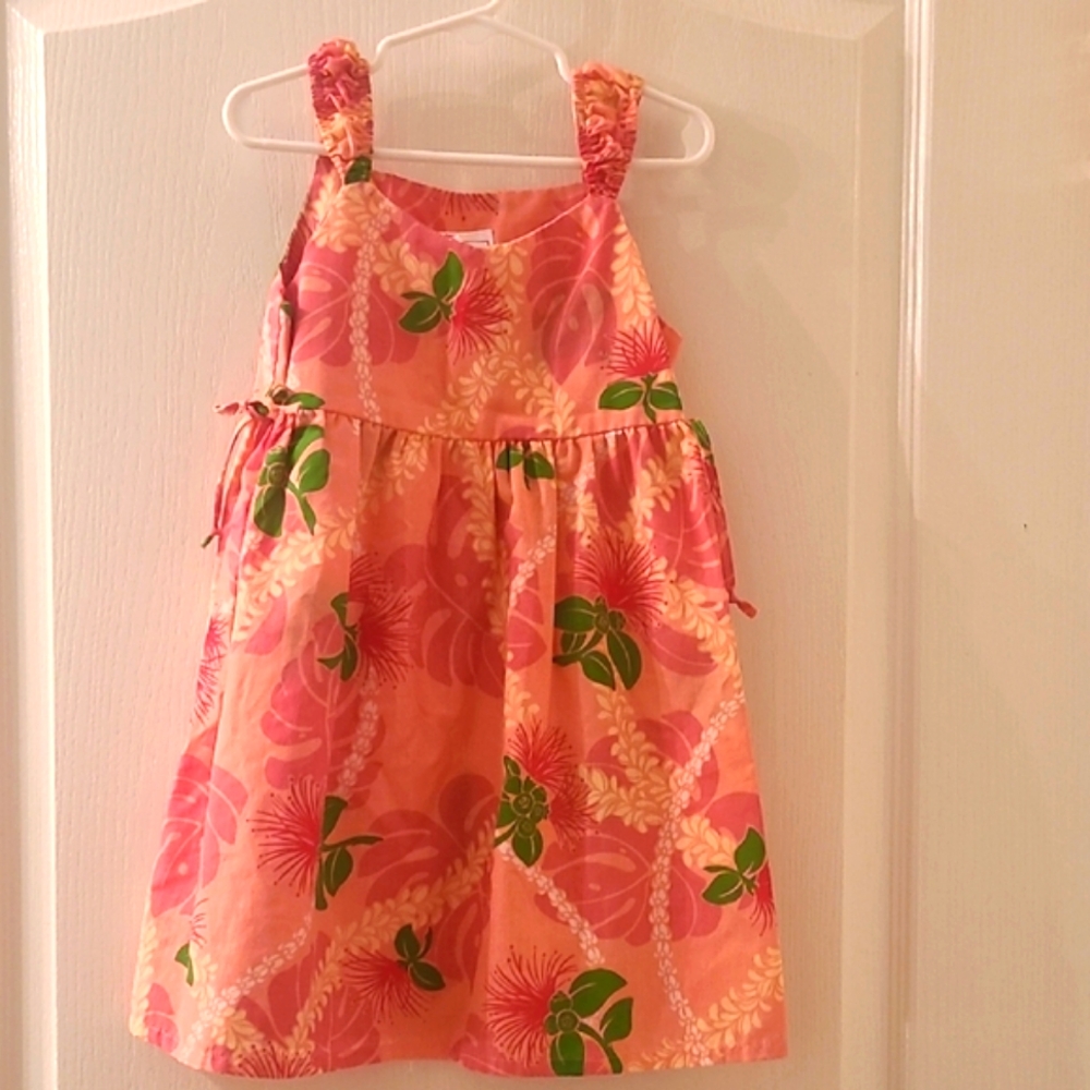 Floral Pink and Green Kids Dress